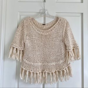 Free People Cream Knit Top